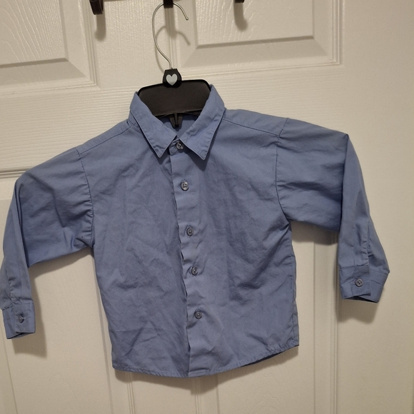 Perry Ellis Portfolio 4T Blue Button‎ Down Shirt Crisp Cotton - Picture 1 of 4